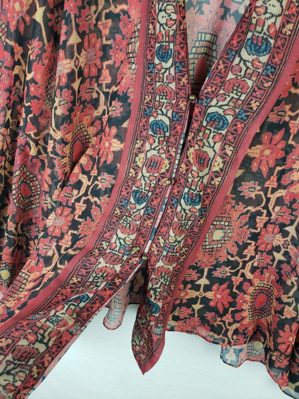 Soft Surroundings Kimono Tunic Top Oversized Sheer Bohemian Floral size M Ethnic - Picture 5 of 12
